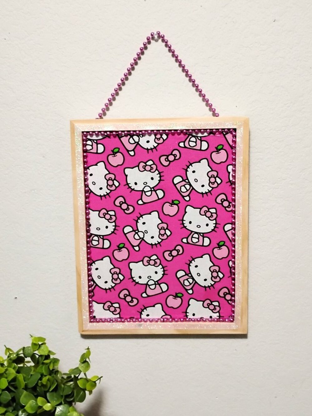 Hello Kitty Inspired Message Bulletin Cork Board 11"x14" Wood Frame